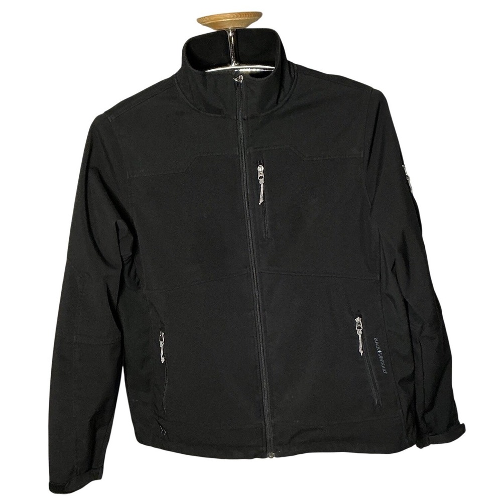 Black Outdoor Double Diamond Softshell‎ Jacket Mens L Water Resistant Workwear